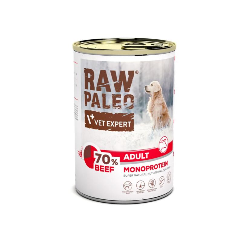Karma mokra dla psów dorosłych wołowina   400 g RAW PALEO