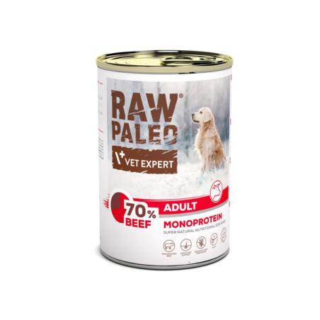Karma mokra dla psów dorosłych wołowina   400 g RAW PALEO