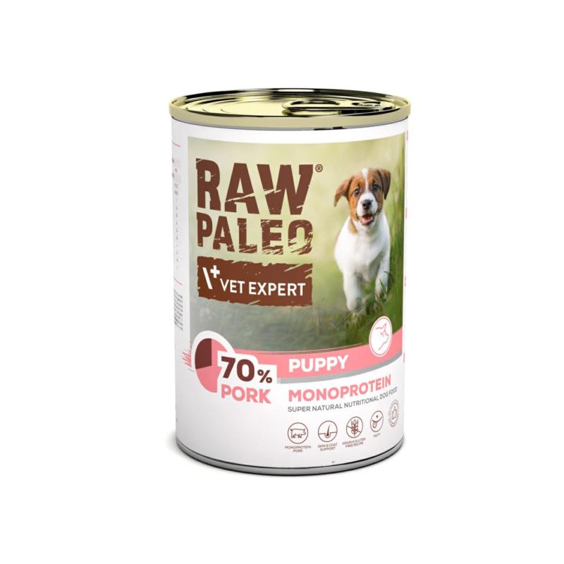 Karma mokra dla szczeniąt wieprzowina     400g RAW PALEO