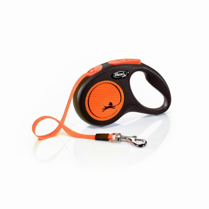 Smycz automatyczna Flexi Neon tape        rozm.S taśma 5m do 15kg pomarańczowa FLEXI