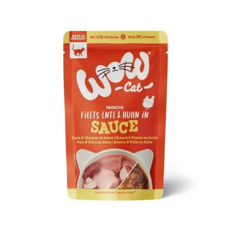 Kawałki kaczki i kurczaka w sosie 85      g WOW CAT