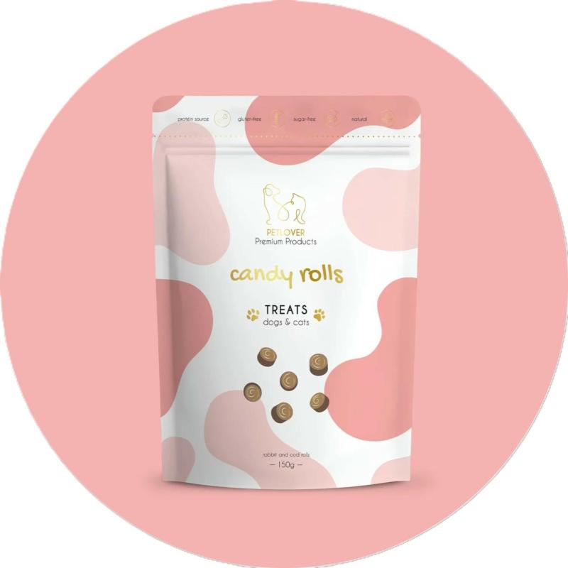 Candy Rolls z Królika i Dorsza dla psów   i kotów 150g PETLOVER