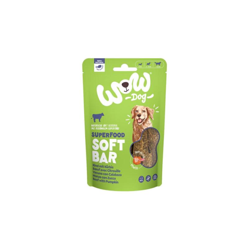 Miękkie przysmaki dla psa Mięso Wołowe    z dynią Superfood Soft Bar 150g WOW