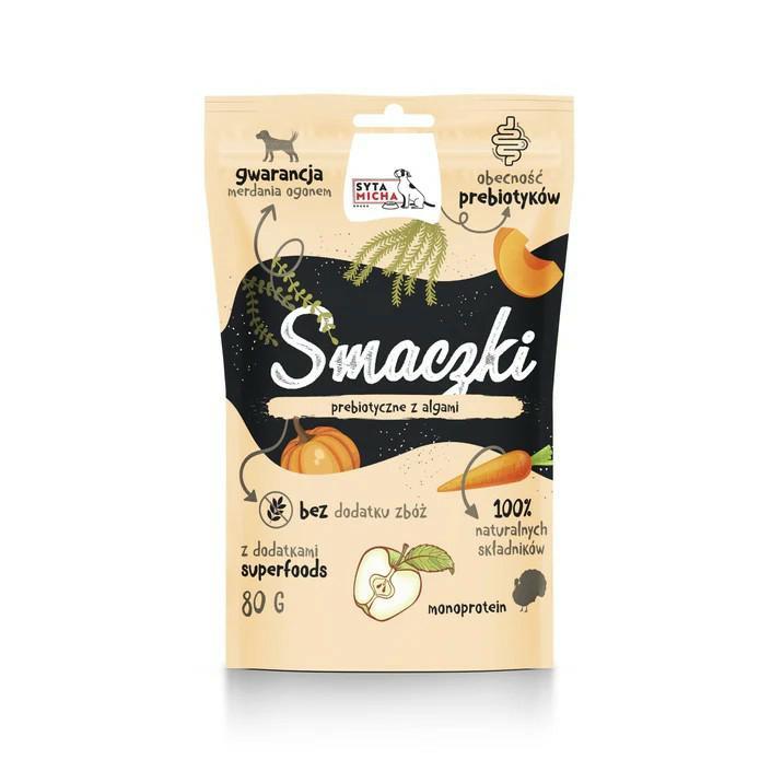 Smaczki dla psa Prebiotyczne (GI2D        Complex) z indykiem i algami 80g SYTA MICHA