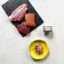 Karma mokra dla kota nr 2 tuńczyk,        kurczak i łosoś 70g OLLO