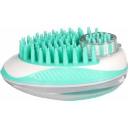 Silikonowa szczotka z dozownikiem         szamponu do mycia i masażu psa Margo Clean & Massage Brush FLAMINGO