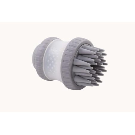 Silikonowa szczotka do kąpieli psa        z dozownikiem szara ScrubBuster DEXAS