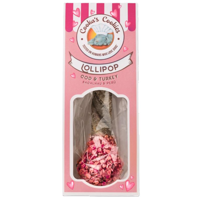 LOLLIPOP Lizak - gryzak z dorsza          i indyka 30g edycja różowa COOKAS COOKIES