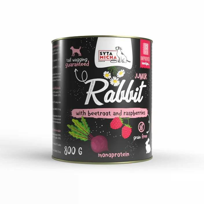 Karma mokra Królik z burakiem i malinami  JUNIOR 800 g SYTA MICHA