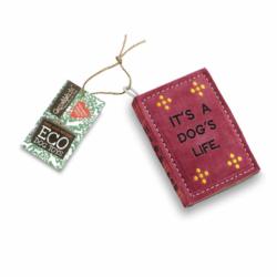 Mocna zabawka dla psa Książka Its a Dog   Life z filcu i zamszu GREEN & WILD`S