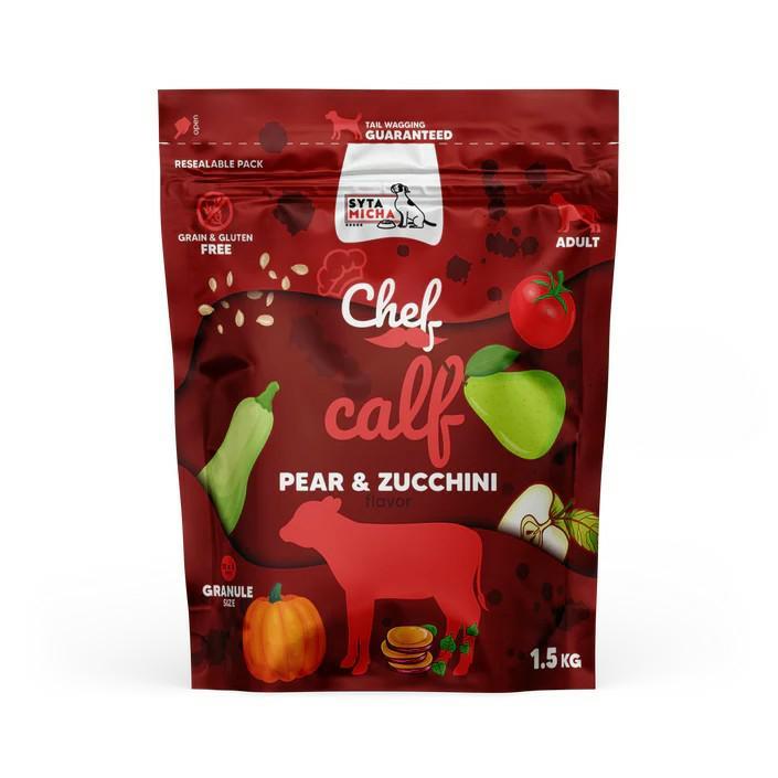 Karma sucha CHEF cielęcina z gruszką      i cukinią 1,5 kg SYTA MICHA