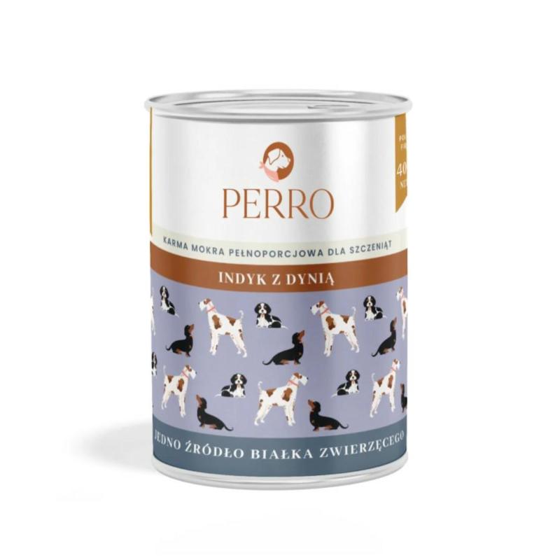 Karma mokra indyk z dynią - monobiałkowa  formuła szczenięta 400 g PERRO