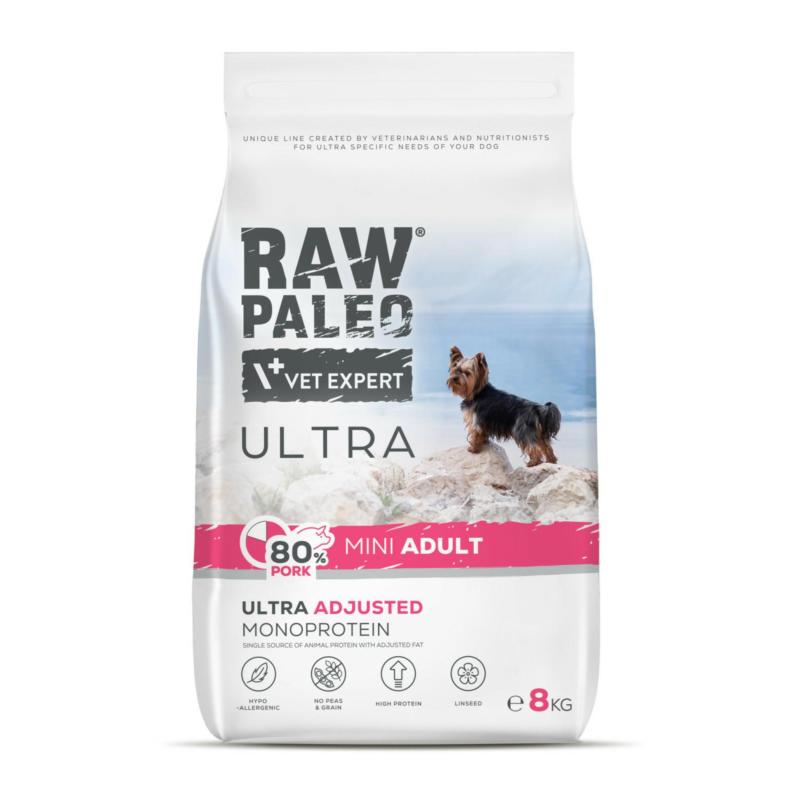 Karma sucha dla psów dorosłych ras        małych wieprzowina 8kg RAW PALEO ULTRA