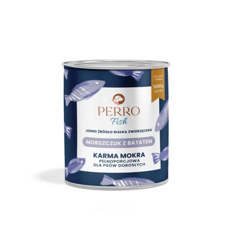 Karma mokra morszczuk z batatem -         monobiałkowa formuła psy dorosłe 800 g PERRO FISH